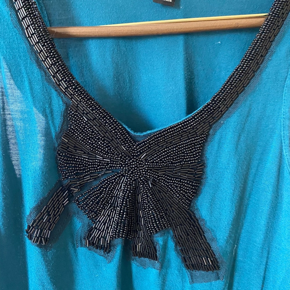H&M Bow 👚 Blouse with Beads 💙 Fashionable and Soft